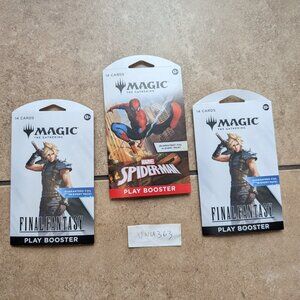 3 Magic The Gathering Play Boosters - 2 Final Fantasy + 1 Spiderman Booster Pack